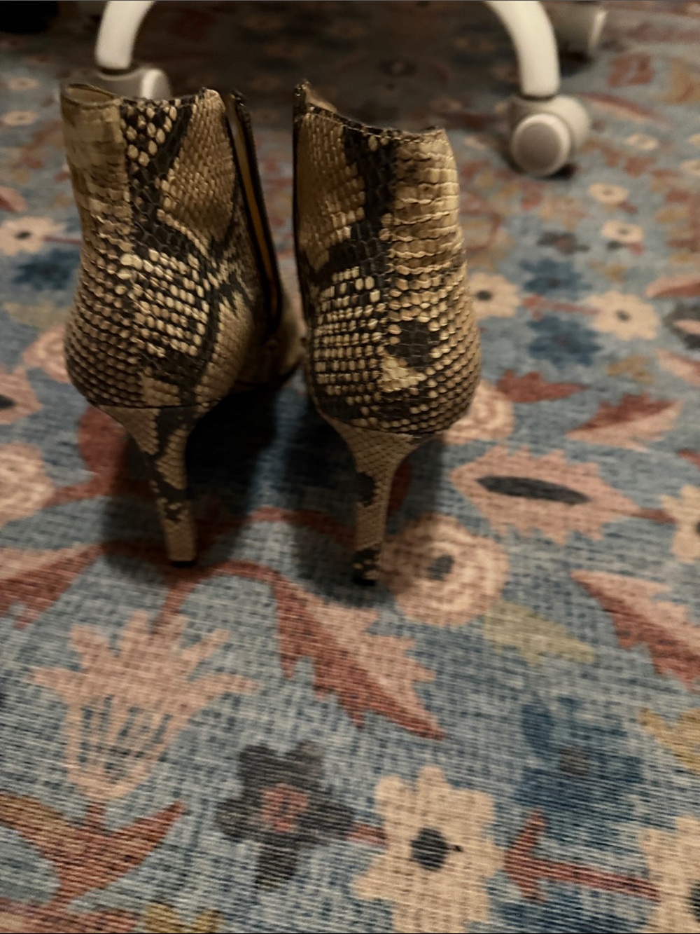 Vince Camuto Beige and Black Snake-Print Pointed Toe Ankle Booties - Picture 4 of 6